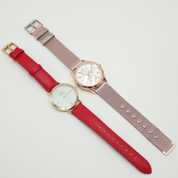 2x Charming Charlie Women's Watches Metal Mesh Faux Leather w New Battery - Picture 9 of 15